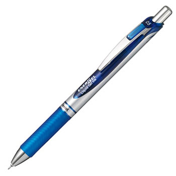 ペンテル BLN75Z-C ゲルインクボールペン ノック式エナージェル (513-8784)1本 0.5mm 青 (軸色 シルバ