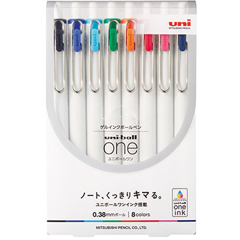 三菱鉛筆 UMNS388C ゲルインクボールペン ユニボール ワン 0.38mm (411-5665)1パック 0.38mm 8