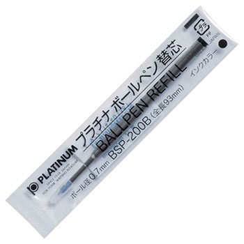 プラチナ BSP-200B#1 ボールペン替芯 ステンレスチップ 0.7mm 黒 (116-4008)1本