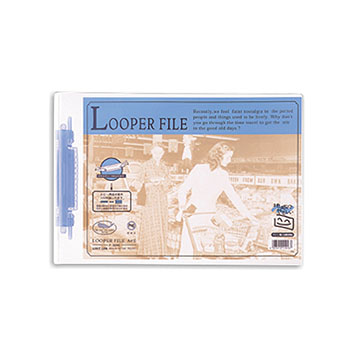 LIHIT F-3040-アオ ルーパーファイル A4ヨコ 2穴 100枚収容 (016-0636)1冊 青