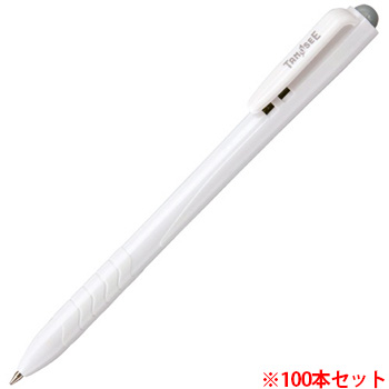 TSH-B07BK ノック式油性ボールペン 0.7mm 黒  軸色:白  汎用品 (910-7198)1セット=100本:10本
