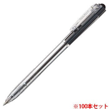 TSH-B07TBK ノック式油性ボールペン 0.7mm 黒  軸色:クリア   汎用品 (910-7159)1セット=100本