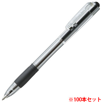 TSH-BG07TB ノック式油性ボールペン グリップ付 0.7mm 黒  汎用品 (910-7225)1セット=100本:10