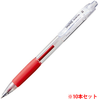 TS-SB05-CR ノック式油性ボールペン なめらかインク 0.5mm 赤  汎用品 (911-3426)1セット=10本 (