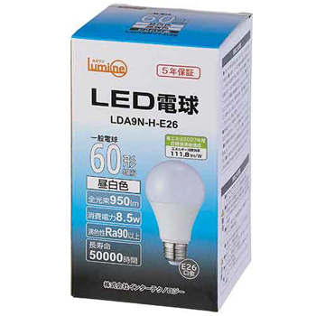 インターテクノロジー LDA9N-H-E26 LED電球 一般形 E26口金 8.5W 5000K 昼白色