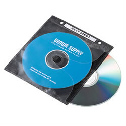 サンワサプライ FCD-FR100BKN DVD・CD不織布ケース（ブラック） 1パック＝100枚入 リング穴付