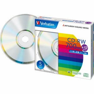 Verbatim SW80EU5V1 データ用CD-RW 700MB 4-12倍速 ブランドシルバー 5mmスリムケース (22