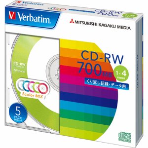 Verbatim SW80QM5V1 データ用CD-RW 700MB 4倍速 5色カラーMIX 5mmスリムケース (320-2