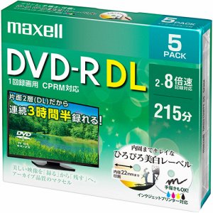 MAXELL DRD215WPE.5S 録画用DVD-R DL 215分 2-8倍速 ホワイトワイドプリンタブル 5mmスリムケ