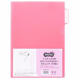 TIDCCHA4-R インデックス付カラークリアホルダー A4 レッド 汎用品 (312-1957) 1パック=10枚