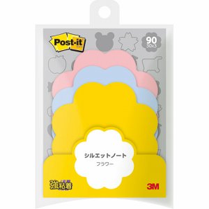 3M SSS-FLR ポスト・イット シルエットノート 強粘着タイプ フラワー 3色 (317-5325) 1パック=3冊