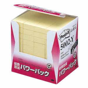 3M 5002-Y ポスト・イット パワーパック ふせん 再生紙 75×25mm イエロー (015-9845) 1パック=40