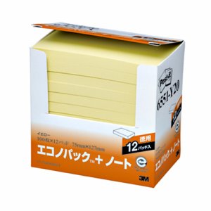 3M 6551-Y20 ポスト・イット エコノパック ノート 再生紙 75×127mm イエロー (819-3445) 1パック