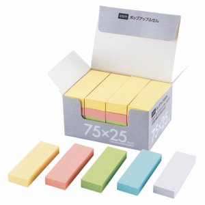 TPK-7525 ポップアップふせん 詰替用 75×25mm 5色 20冊パック 汎用品 (419-2763) 1パック=20冊