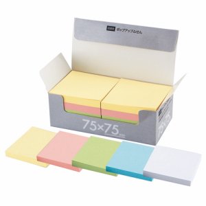 TPK-7575 ポップアップふせん 詰替用 75×75mm 5色 10冊パック 汎用品 (419-2770) 1パック=10冊