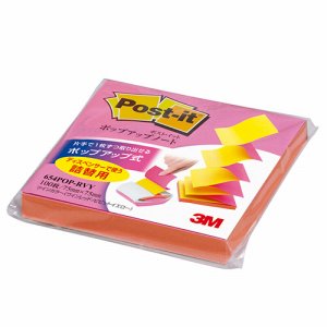 3M 654POP-RVY ポスト・イット ポップアップノート 詰替用 75×75mm ローズ /ビビットイエローツインカラー