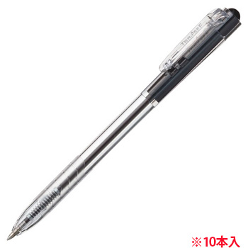 TSH-B07TBK ノック式油性ボールペン 0.7mm 黒 (軸色:クリア) 汎用品 (317-9859) 1パック＝10本