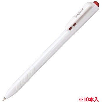 TSH-B07RD ノック式油性ボールペン 0.7mm 赤 (軸色:白) 汎用品 (317-9897) 1パック＝10本
