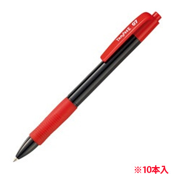 TS-07-BRD ノック式油性ボールペン 0.7mm 赤 (軸色:黒) 汎用品 (015-6945) 1箱=10本