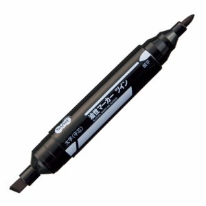 TS-CWMB-1B キャップ式油性マーカー ツイン 太字+細字 黒 汎用品 (814-3242)