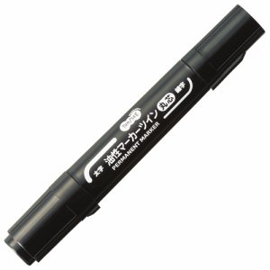 TS-CWMB-MB キャップ式油性マーカー ツイン 太字(丸芯)+細字 黒 汎用品 (312-0240)