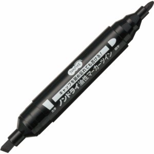 TS-NDMB-1B キャップ式ノンドライ油性マーカー ツイン 太字+細字 黒 汎用品 (215-7674)