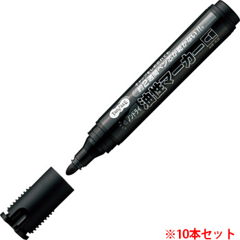 TS-NDPEM-K ノンドライ油性マーカー 中字・丸芯 黒 1セット(10本) 汎用品 (910-6943) 1セット=10本