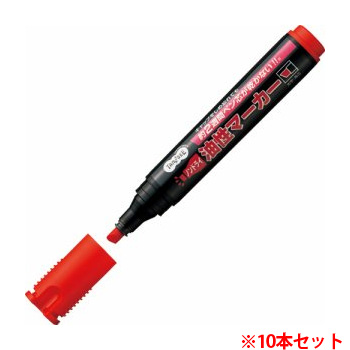 TS-NDPEK-R ノンドライ油性マーカー 太字・角芯 赤 1セット(10本) 汎用品 (910-6983) 1セット=10本
