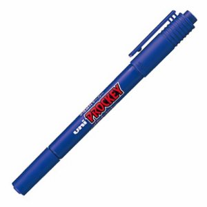 三菱鉛筆 0150880 水性マーカー プロッキー 細字丸芯+極細 青 (015-0880)