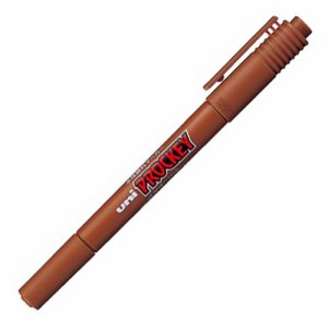 三菱鉛筆 0150958 水性マーカー プロッキー 細字丸芯+極細 茶 (015-0958)