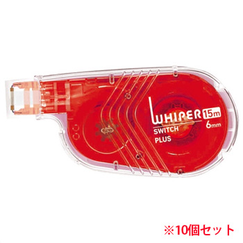 PLUS WH-1516 RD 修正テープ ホワイパースイッチ 本体(簡易パッケージ) 6mm幅×15M レッド (913-37