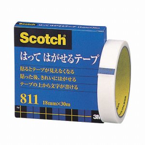 3M 811-3-18 スコッチ はってはがせるテープ 811 大巻 18mm×30m 紙箱入 カット金具付 (015-3232