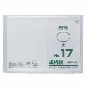 クラフトマン HKT-T017 規格袋 17号 ヨコ360×タテ500×厚み0.03mm (216-3064) 1パック=100