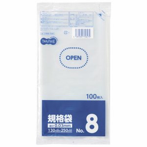 LTR08-TSHK 規格袋 8号 0.03×130×250mm 汎用品 (317-8647) 1パック=100枚