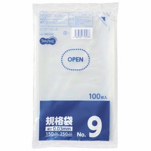 LTR09-TSHK 規格袋 9号 0.03×150×250mm 汎用品 (317-8654) 1パック=100枚