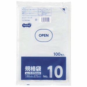 LTR10-TSHK 規格袋 10号 0.03×180×270mm 1セット1000枚 汎用品 (910-6026) 1セット=