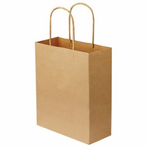 OR-B-SS 紙手提袋 丸紐 特小 ヨコ200×タテ245×マチ幅90mm 茶無地 汎用品 (015-3432) 1パック＝5