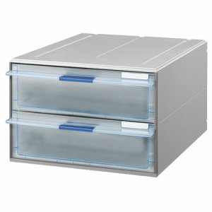 コクヨ LC-UNT202M レターケース(UNIFEEL) 透明引出シタイプ A4タテ 深型2段 ライトグレー (310-10