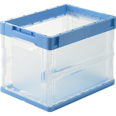 N-K20-B 折りたたみコンテナ 軽量タイプ フタなし 20L ブルー/透明 汎用品 (869-9604)