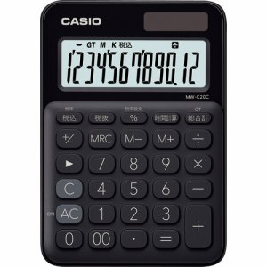 カシオ MW-C20C-BK-N カラフル電卓 ミニジャストタイプ 12桁 ブラック (312-6891)