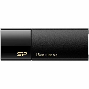 SiliconPower SP016GBUF3B05V1K USB3.0 スライド式フラッシュメモリ 16GB ブラック (48