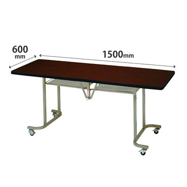 LK-1560SRO フォールディングテーブル角型 ソフトエッジ巻 ローズ サイズ：W1500×D600×H700mm