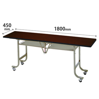 LK-1845SRO フォールディングテーブル角型 ソフトエッジ巻 ローズ サイズ：W1800×D450×H700mm