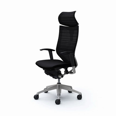 CP81DR FGR1 Baron Chair グラデーションサポートメッシュ ブラック フレーム：シルバー/ヘッドレストタイプ：可動/背：EXハイバック