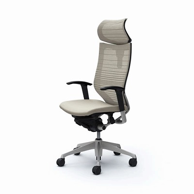 CP81DR FGR2 Baron Chair グラデーションサポートメッシュ ホワイト フレーム：シルバー/ヘッドレストタイプ：可動/背：EXハイバック