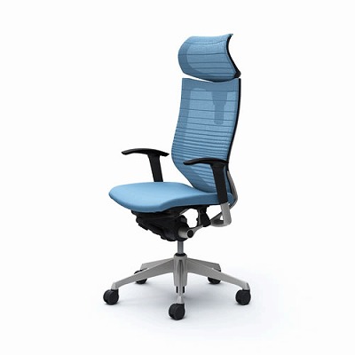 CP81DR FGR4 Baron Chair グラデーションサポートメッシュ アクアブルー フレーム：シルバー/ヘッドレストタイプ：可動/背：EXハイバック