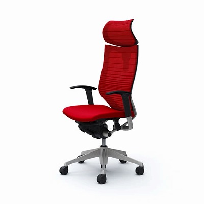 CP81DR FGR9 Baron Chair グラデーションサポートメッシュ レッド フレーム：シルバー/ヘッドレストタイプ：可動/背：EXハイバック