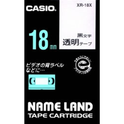 CASIO XR-18X スタンダードテープ 透明/黒