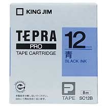 KINGJIM SC12B テプラ PROテープカートリッジ カラーラベル「パステル」 （013-3838） 12mm 青（黒文