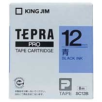 KINGJIM SC12B テプラ PROテープカートリッジ カラーラベル「パステル」 (013-3838) 12mm 青(黒文